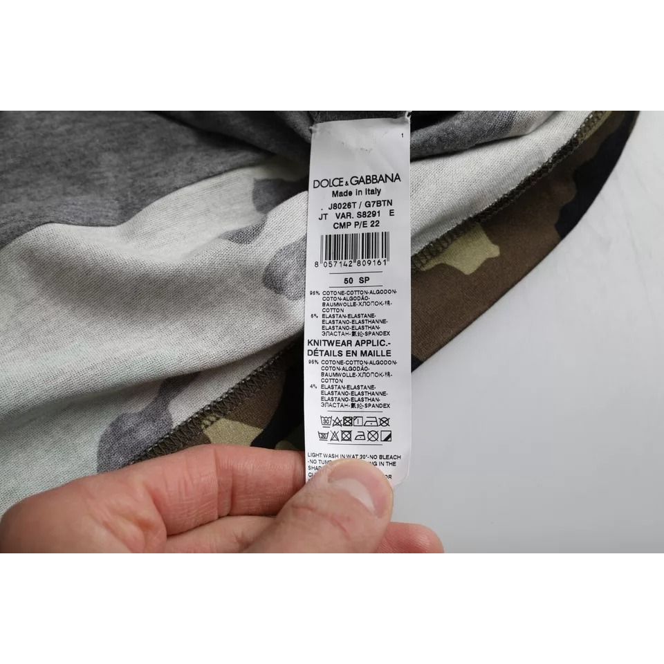 Dolce & Gabbana Multicolor Camouflage Cotton Crew Neck Men T-shirt