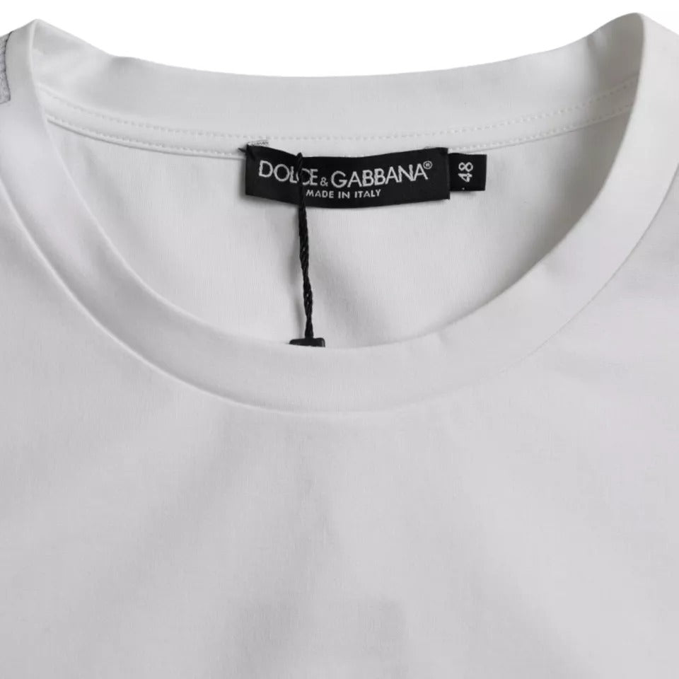 Dolce & Gabbana White Cotton Round Neck Short Sleeve T-shirt TSH86450-48