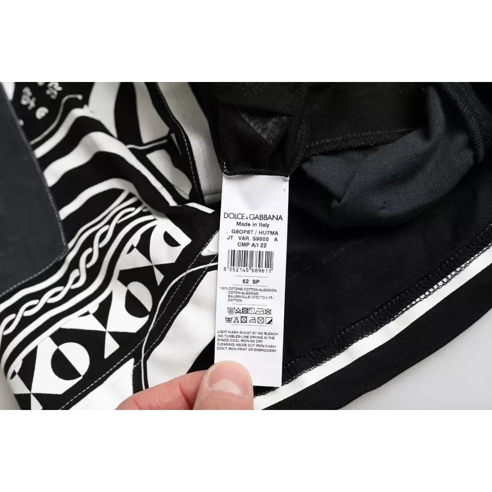 Dolce & Gabbana Black Graphic Printed Cotton Short Sleeves T-shirt