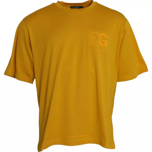 Dolce & Gabbana Dark Yellow Logo Cotton Round Neck T-shirt TSH86421-56