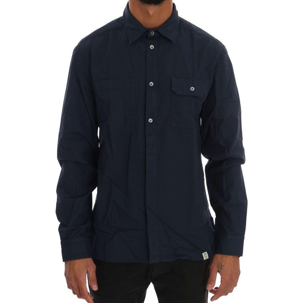 John Galliano Blue Casual Cotton Long Sleeve Shirt