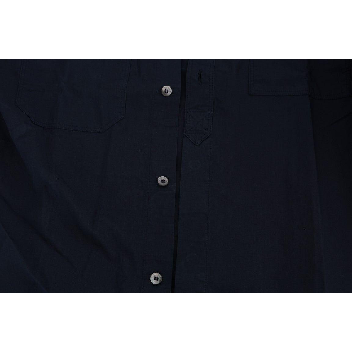 John Galliano Blue Casual Cotton Long Sleeve Shirt