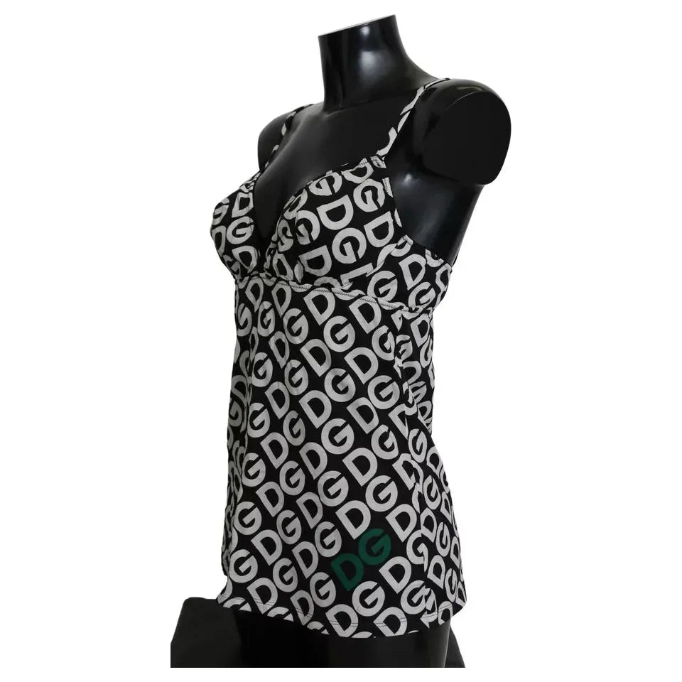 Dolce & Gabbana Black DG Mania Print Sleeveless Swimwear