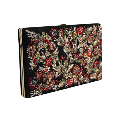 Dolce & Gabbana Multicolor Floral Gold Frame Clutch Evening Purse Bag Dolce & Gabbana