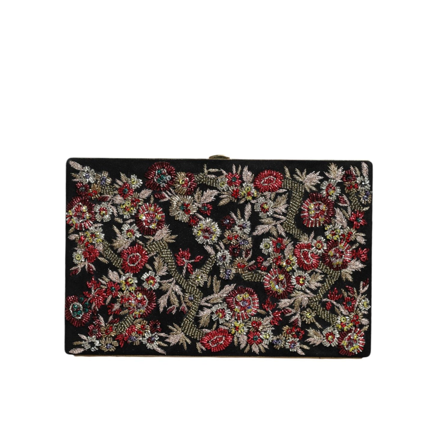 Dolce & Gabbana Multicolor Floral Gold Frame Clutch Evening Purse Bag Dolce & Gabbana