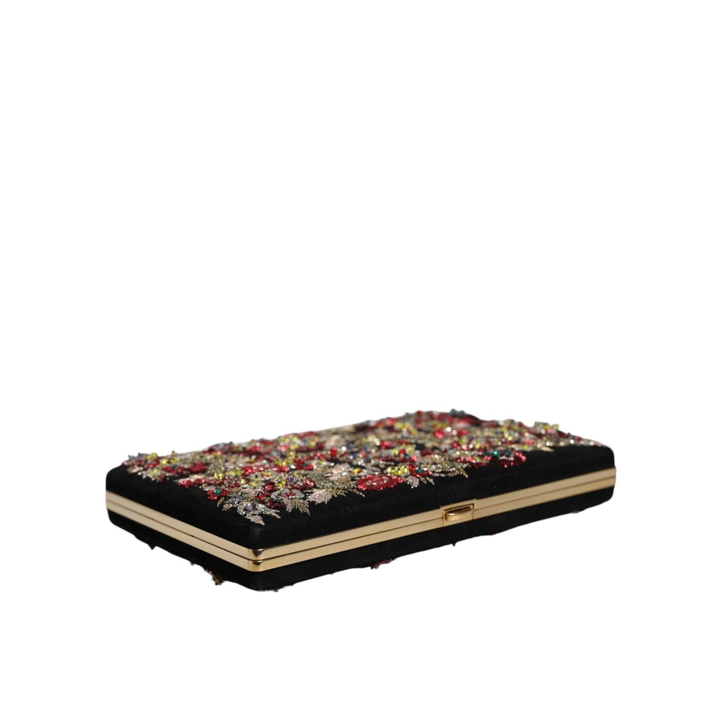 Dolce & Gabbana Multicolor Floral Gold Frame Clutch Evening Purse Bag Dolce & Gabbana