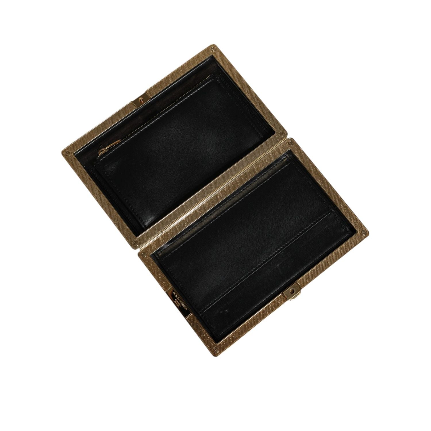 Dolce & Gabbana White Leather Gold Frame Clutch Evening Party Purse Bag