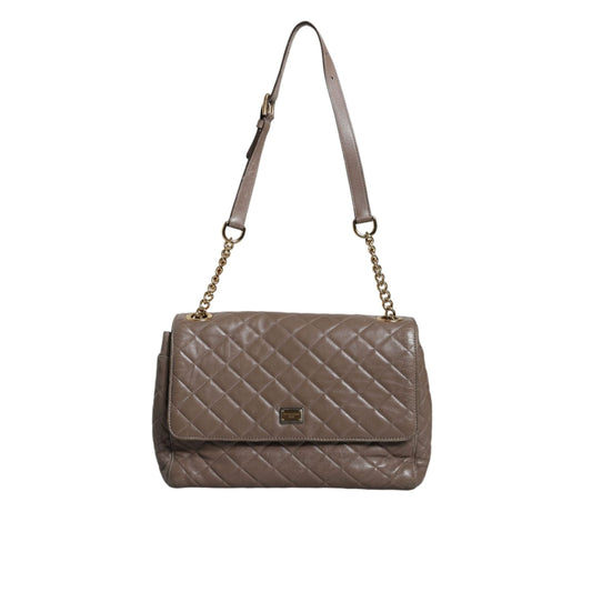 Dolce & Gabbana Brown Quilted Leather Shoulder Purse Satchel Bag