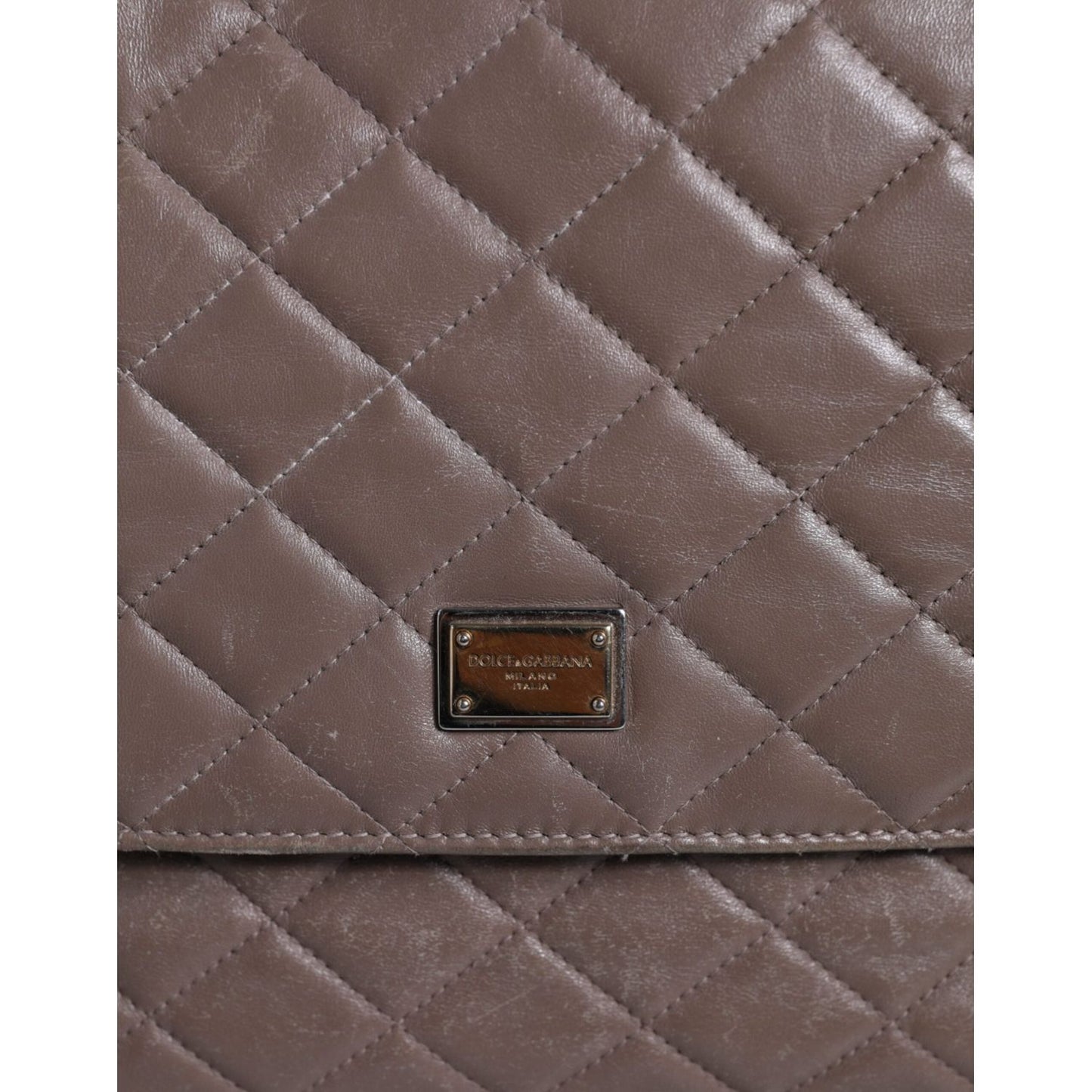 Dolce & Gabbana Brown Quilted Leather Shoulder Purse Satchel Bag