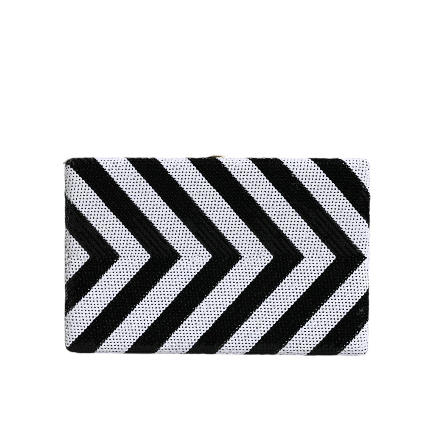 Dolce & Gabbana Black White Gold Frame Clutch Evening Party Purse Bag