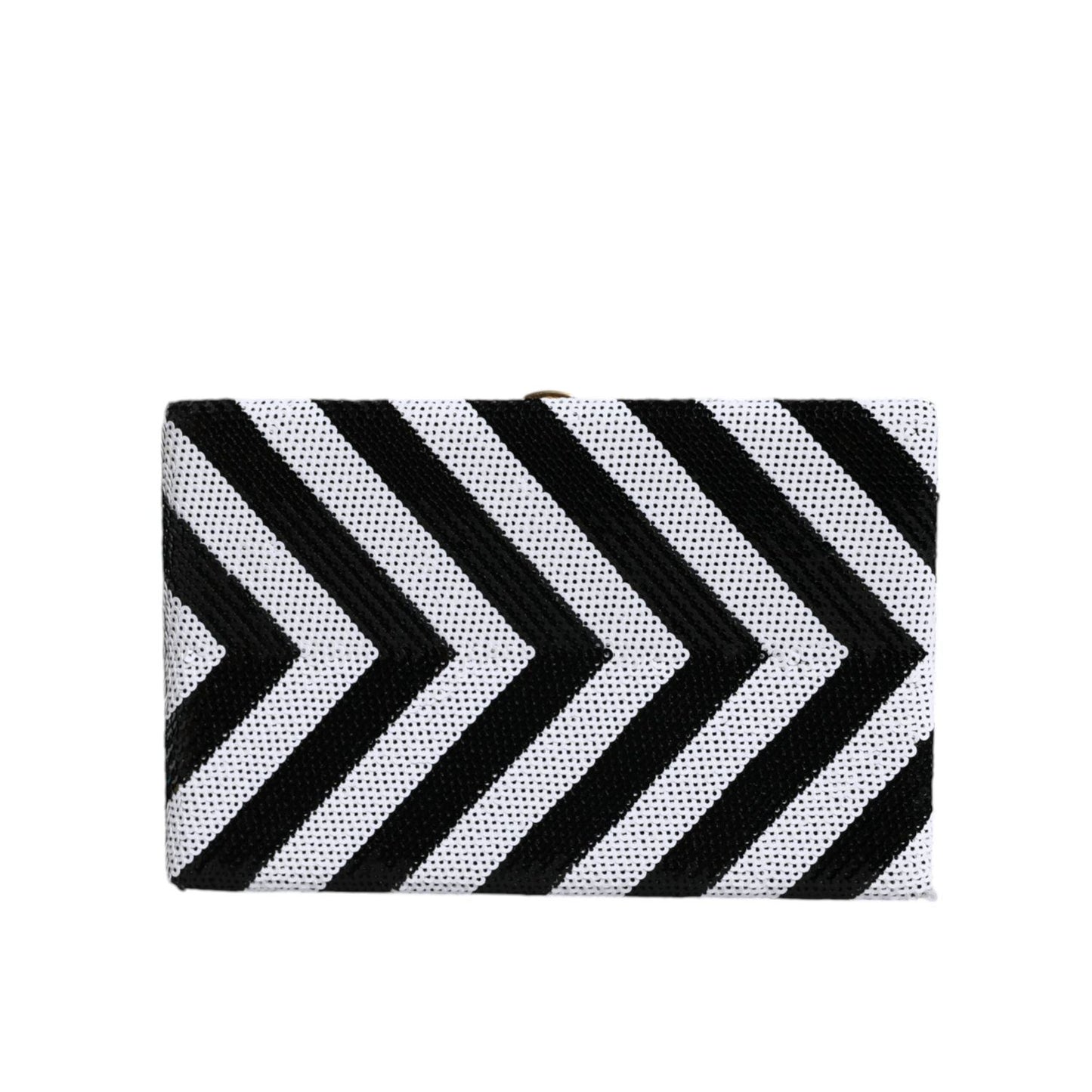 Dolce & Gabbana Black White Gold Frame Clutch Evening Party Purse Bag