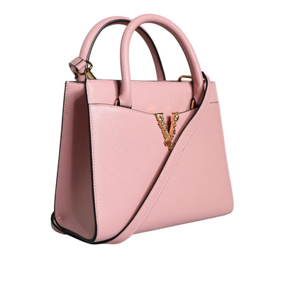 Versace Pink Small Top Handle Grainy Calf Leather Crossbody Bag