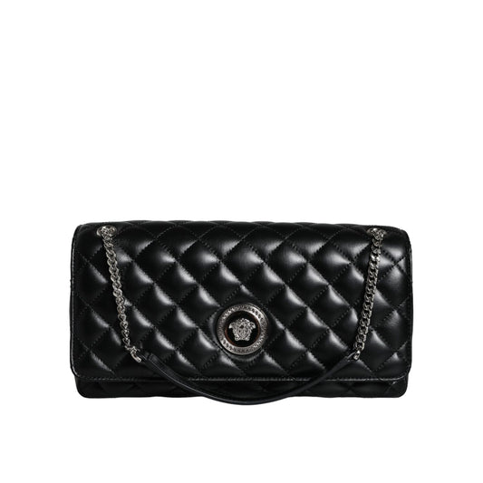 Versace Black Quilted Lambskin Leather Crossbody Shoulder Bag BAG1604
