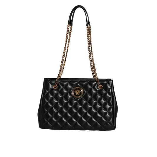 Versace Black Quilted Nappa Leather Shoulder Chain Strap Bag BAG1608
