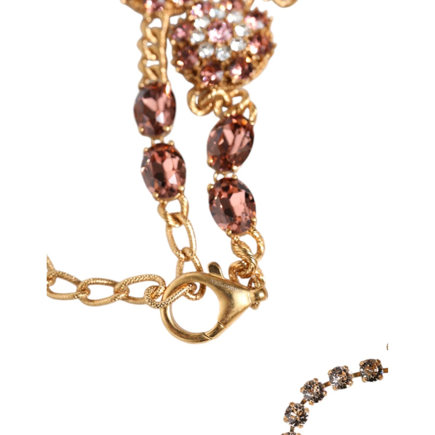 Dolce & Gabbana Gold Tone Brass Crystal Embellished Belt