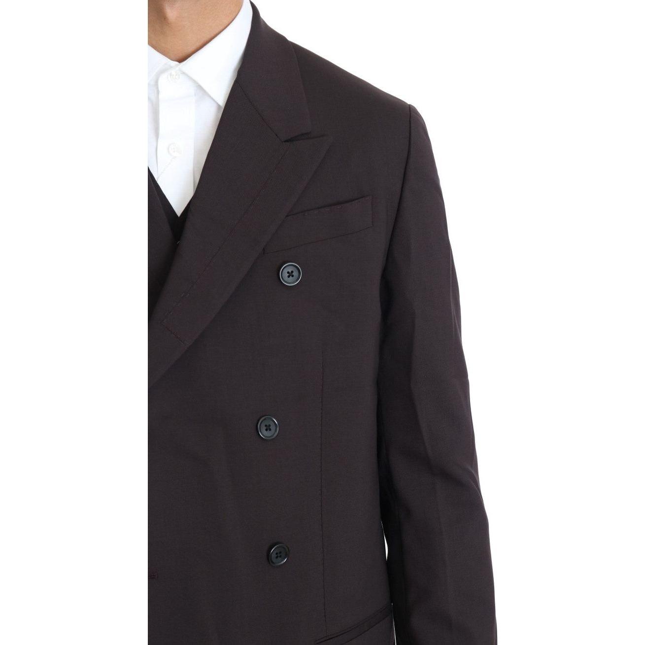 Dolce & Gabbana Bordeaux Wool Stretch Long 3 Piece Suit Dolce & Gabbana