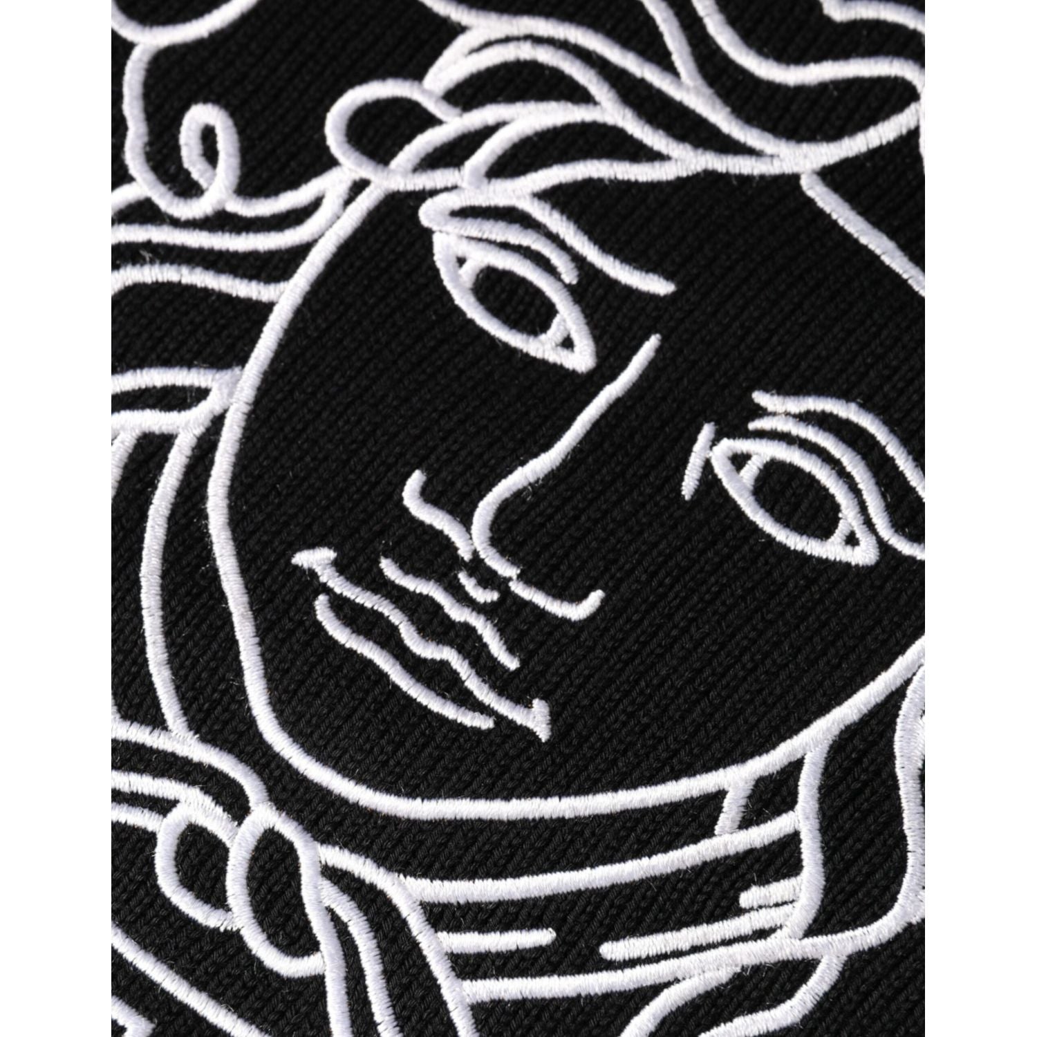 Versace Black Medusa Embroidery Crew Neck Pullover Sweater