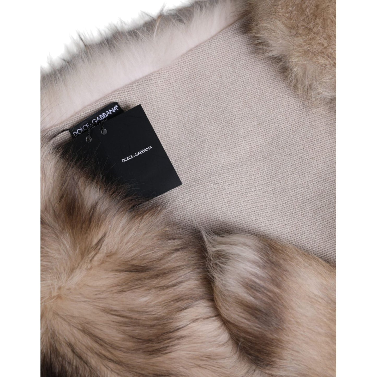 Dolce & Gabbana Brown Frost Fox Fur Neck Warmer Winter Scarf