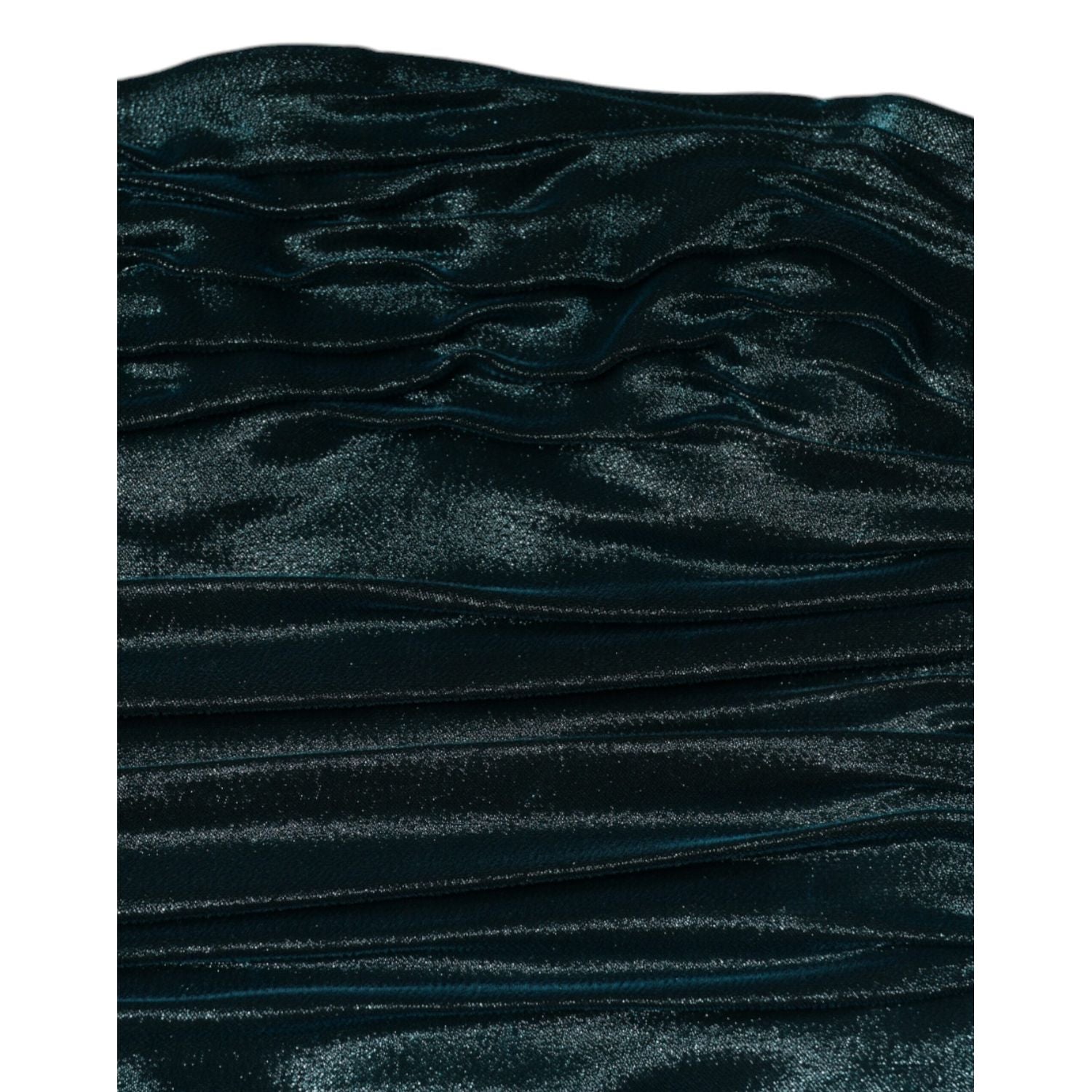 Dolce & Gabbana Green Silk Blend Satin Fitted Strapless Dress