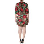 Dolce & Gabbana Brown Leopard Red Roses Cotton A-line Dress DR281207-40