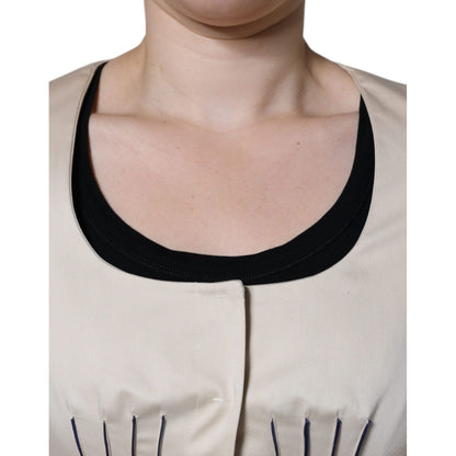 Valentino Beige Cotton Long Sleeves Round Neck Blazer Jacket