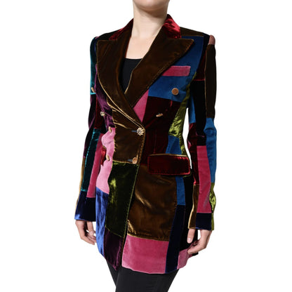 Dolce & Gabbana Multicolor Double Breasted Patchwork Blazer Jacket