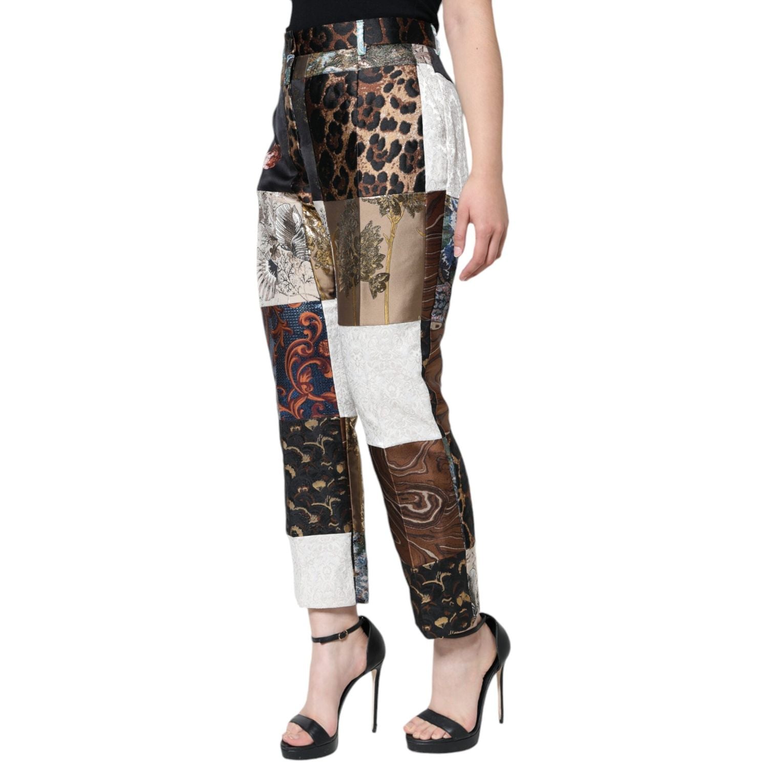 Dolce & Gabbana Multicolor Patchwork Jacquard High Waist Pants