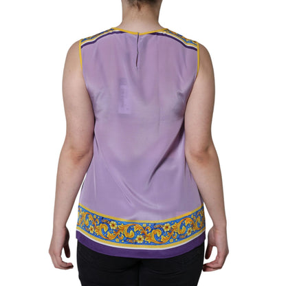 Dolce & Gabbana Purple Silk Caponata Siciliana Print Tank Top