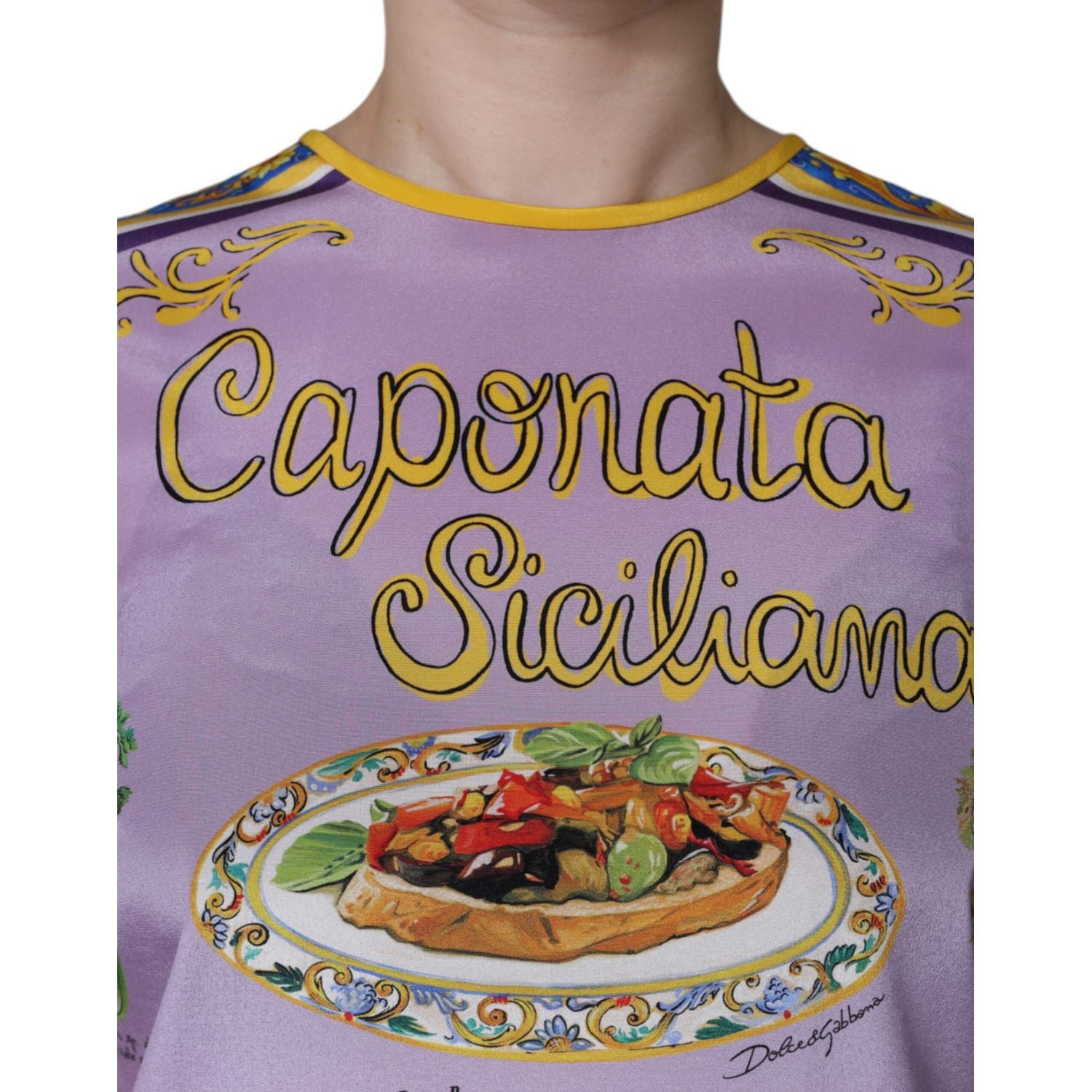 Dolce & Gabbana Purple Silk Caponata Siciliana Print Tank Top