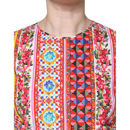 Dolce & Gabbana Multicolor Cotton Carretto Floral Tank Top