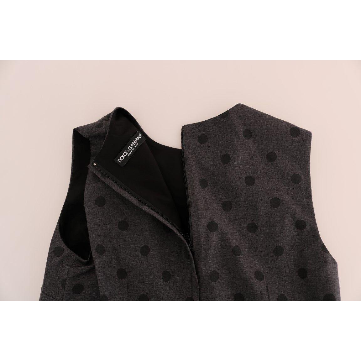 Dolce & Gabbana Gray Polka Dotted Sheath Wool Dress DR1215-1