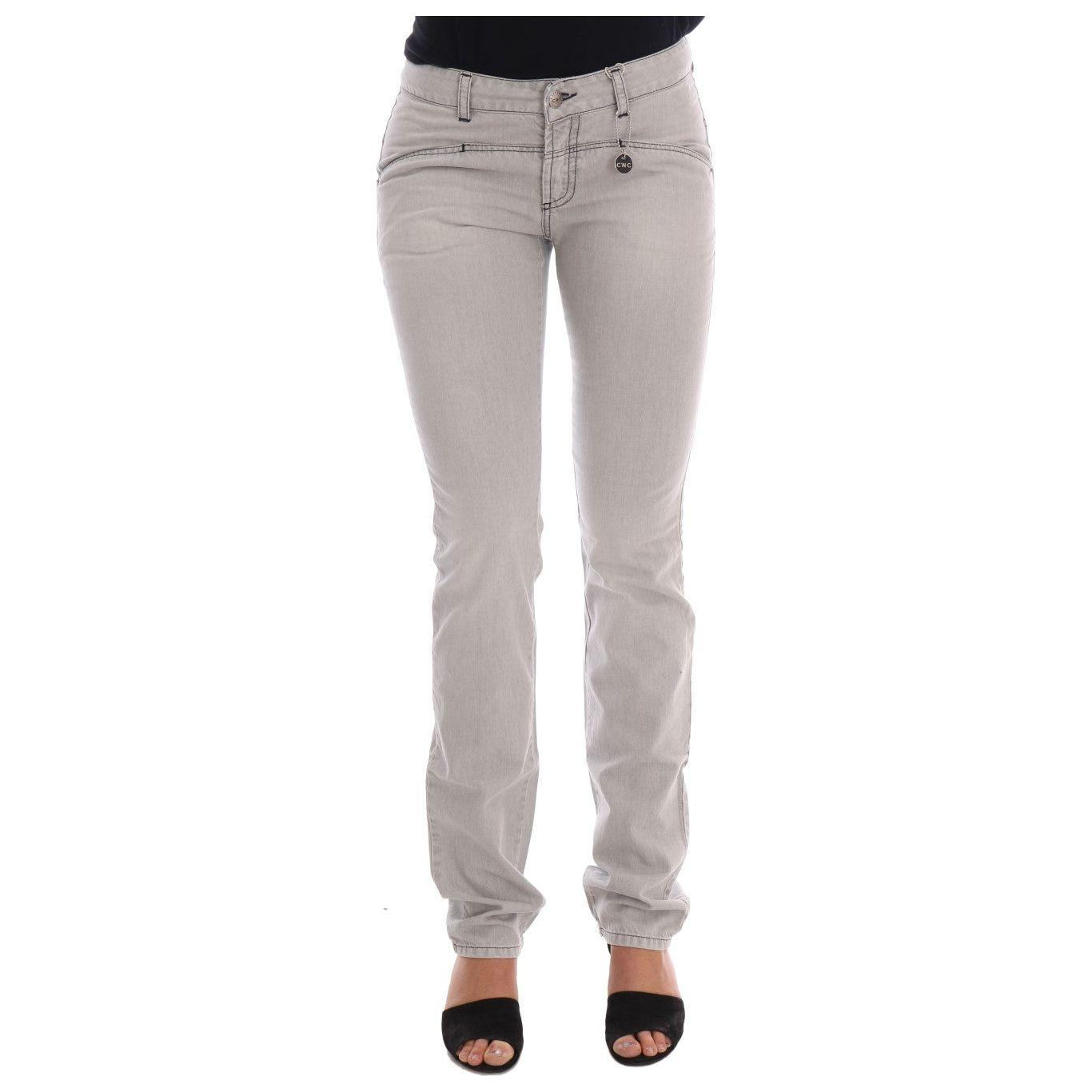 Costume National Gray Wash Cotton Slim Jeans