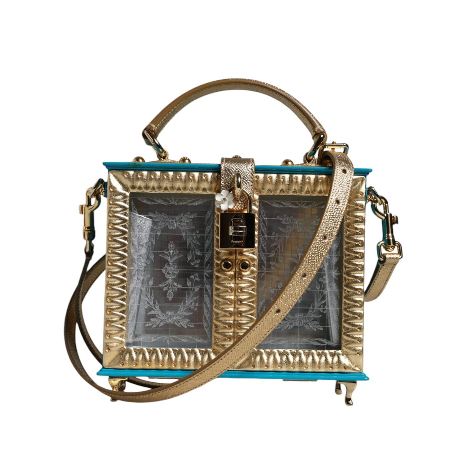 Dolce & Gabbana Multicolor Wood Leather Clutch Shoulder Bag