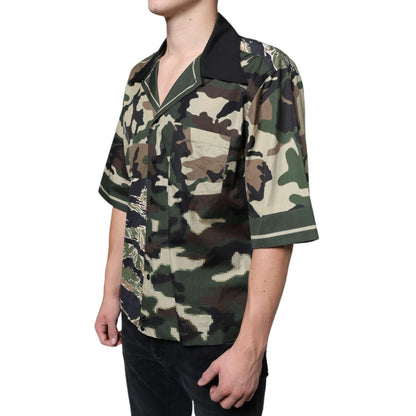 Dolce & Gabbana Multicolor Camouflage Button Down Men Casual Shirt Dolce & Gabbana