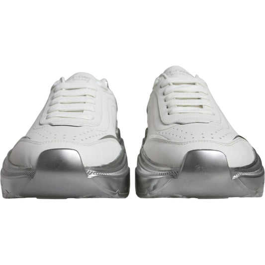 Dolce & Gabbana White Silver Daymaster Low Top Sneakers Shoes