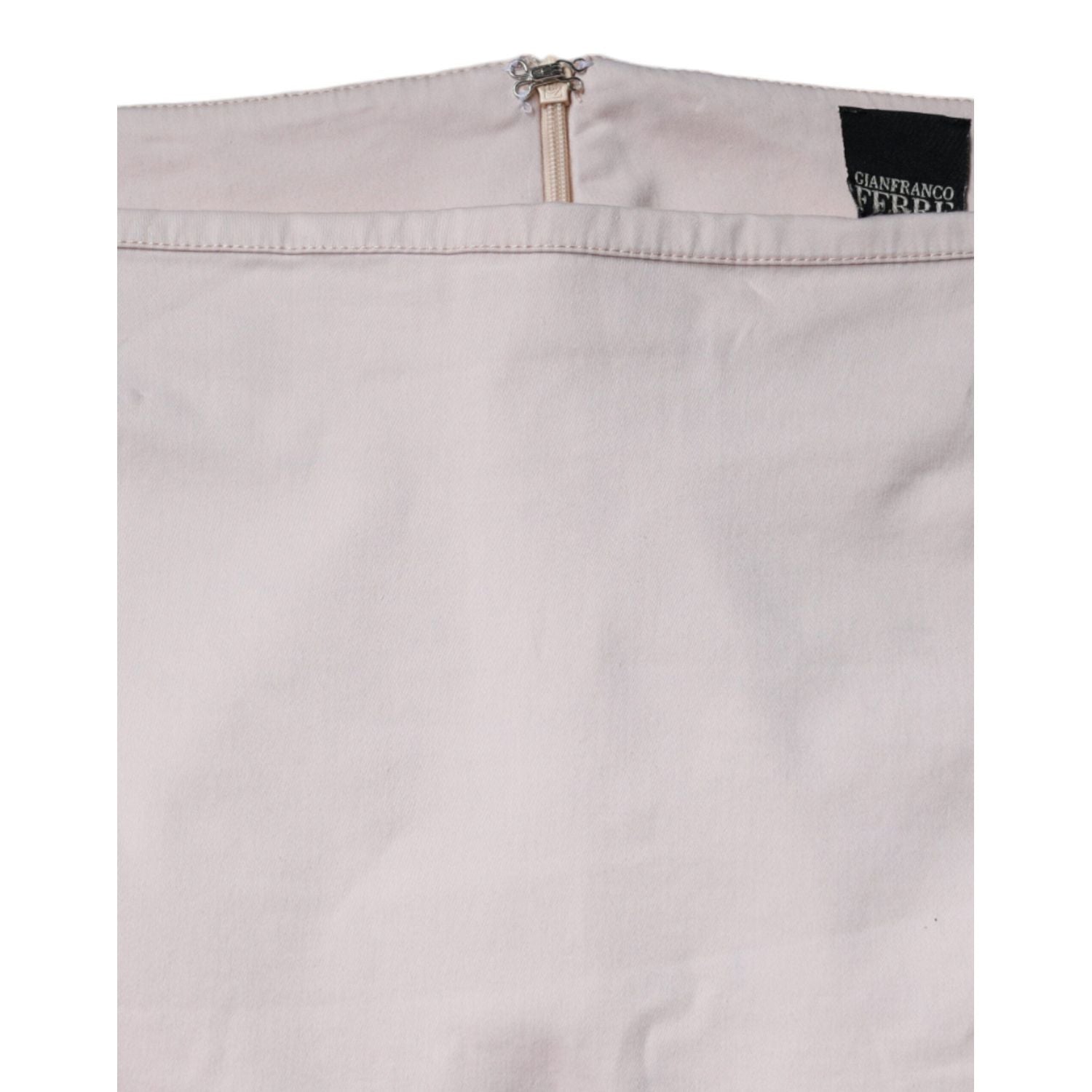 GF Ferre Beige Cotton Stretch Mid Waist Pencil Cut Skirt