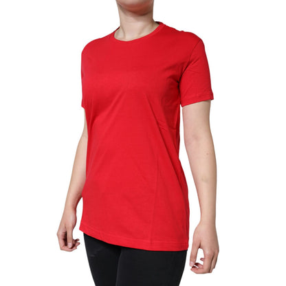 Dolce & Gabbana Red Cotton Crew Neck Short Sleeve Tee T-shirt