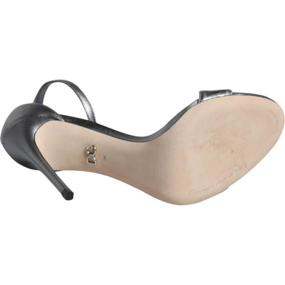 Dolce & Gabbana Silver KEIRA Heels Ankle Strap Sandals Shoes