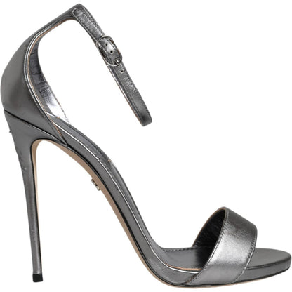 Dolce & Gabbana Silver KEIRA Heels Ankle Strap Sandals Shoes
