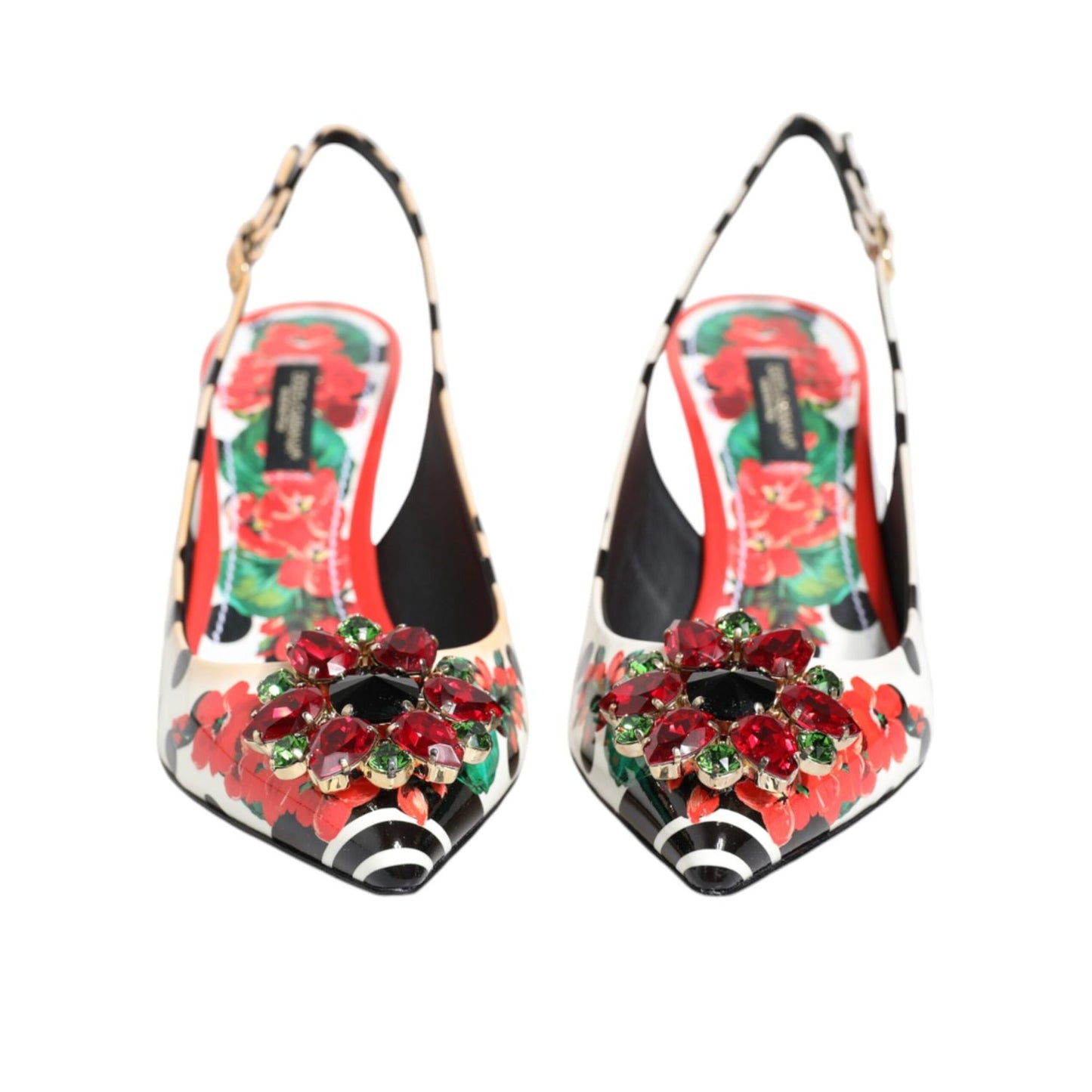 Dolce & Gabbana Multicolor Crystal Heels Slingback Shoes
