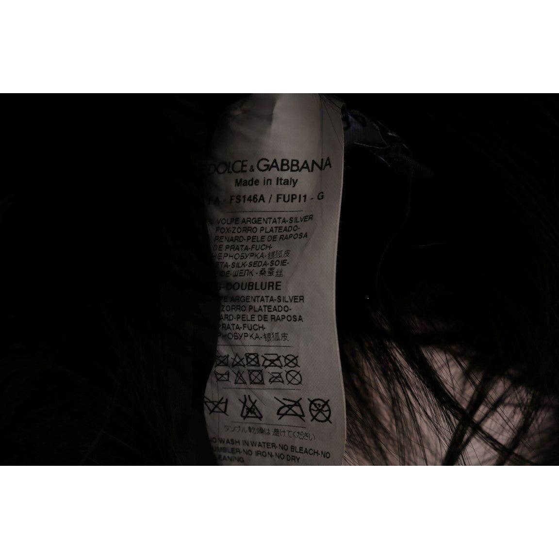 Dolce & Gabbana Black Silver Fox Fur Scarf