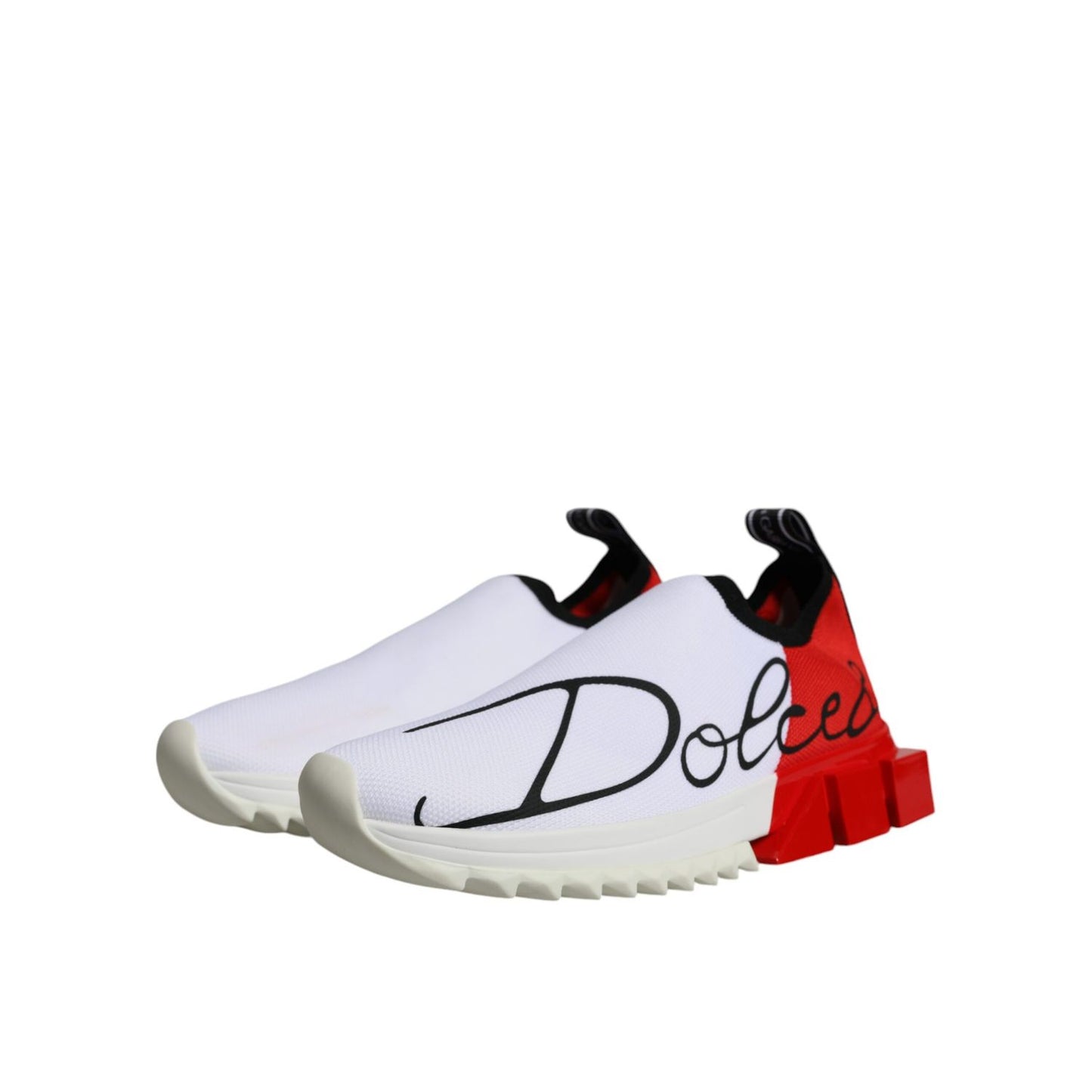 Dolce & Gabbana White Red Low Top Sorrento Men Sneakers Shoes