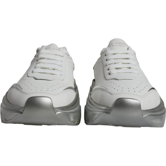 Dolce & Gabbana Silver White Daymaster Low Top Sneakers Shoes LA11824-38