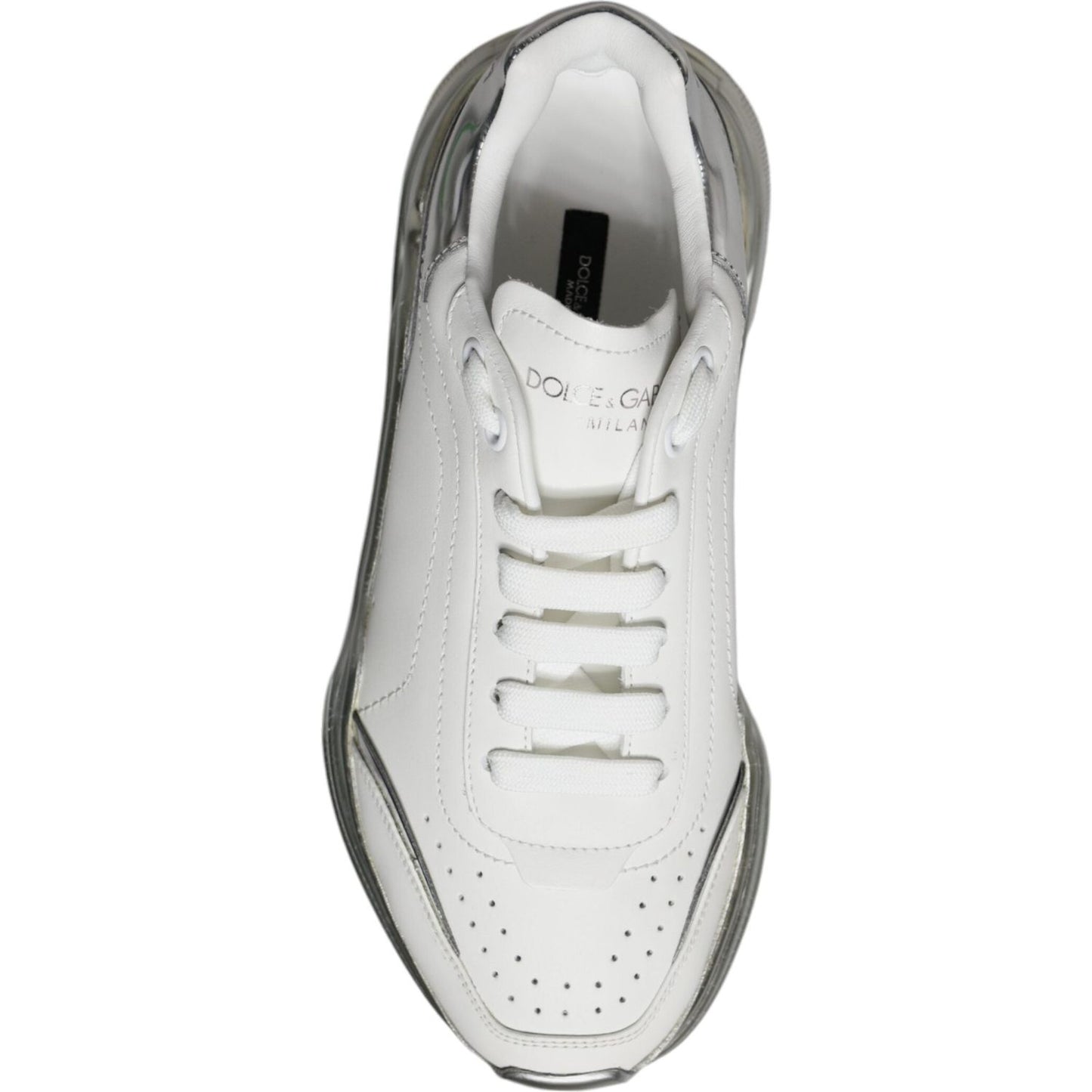 Dolce & Gabbana Silver White Daymaster Low Top Sneakers Shoes