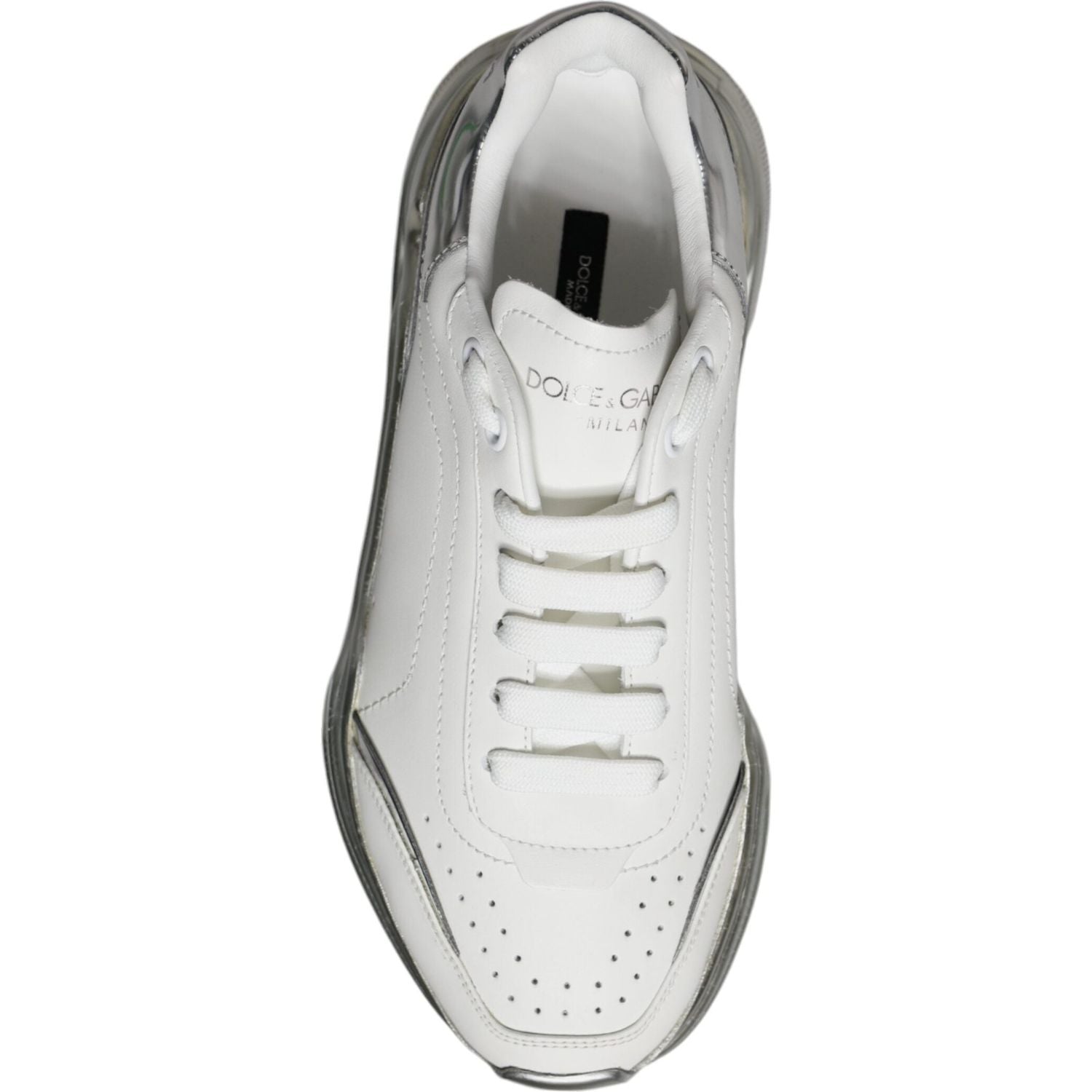 Dolce & Gabbana Silver White Daymaster Low Top Sneakers Shoes