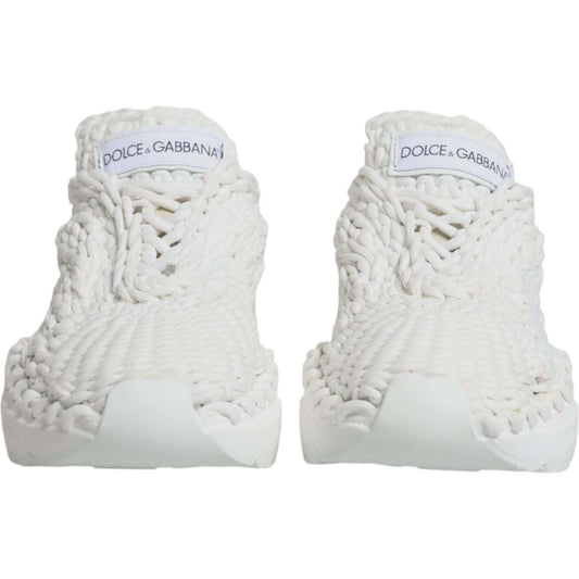 Dolce & Gabbana White Knitted Daymaster Sneakers Shoes LA11962-39