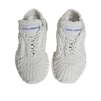 Dolce & Gabbana White Knitted Daymaster Sneakers Shoes