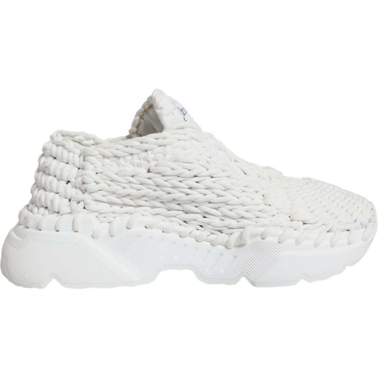 Dolce & Gabbana White Knitted Daymaster Sneakers Shoes LA11962-39