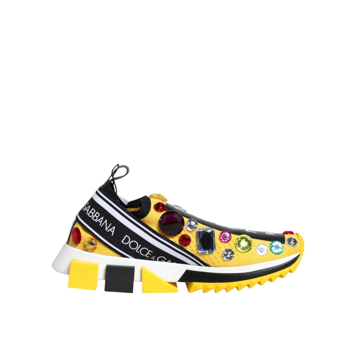 Dolce & Gabbana Yellow Sorrento Crystals Low Top Sneakers Shoes