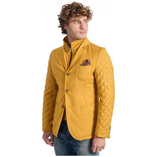 Roberto Pepe Luxury Yellow Wool Men Jacket RO-24671-IT48 | M